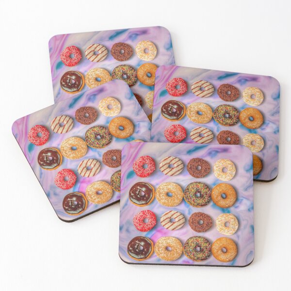 Item preview, dreamy glazed rainbow donuts on pink blue pastel  designed and sold by Mariocii.