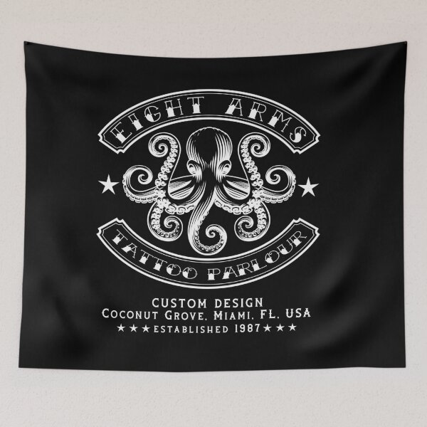 Item preview, Eight Arms Tattoo, Miami Tattoo Parlour, Old School, Octopus, Tattoo Design designed and sold by Proverbial Wisdom Design.