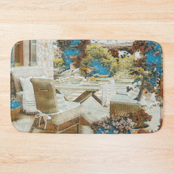Item preview, GALATHI Outside Patio surrounded by flowers Brown - Flowers designed and sold by Galathi Designs.