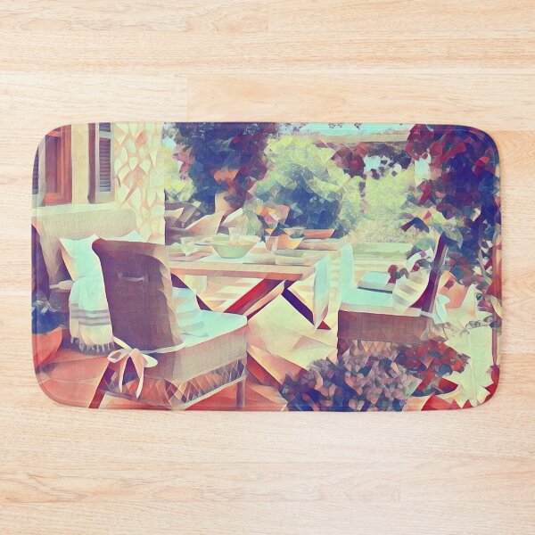 Item preview, GALATHI Outside Patio surrounded by flowers Painting - Flowers designed and sold by Galathi Designs.