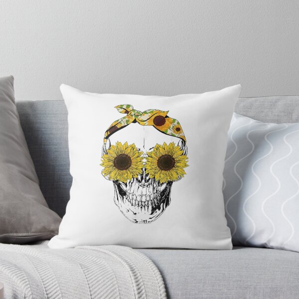 Item preview, Funny Skull Sunflower Shirt Skeleton Bandana Sunflower Skull T-Shirt designed and sold by HammonArt.