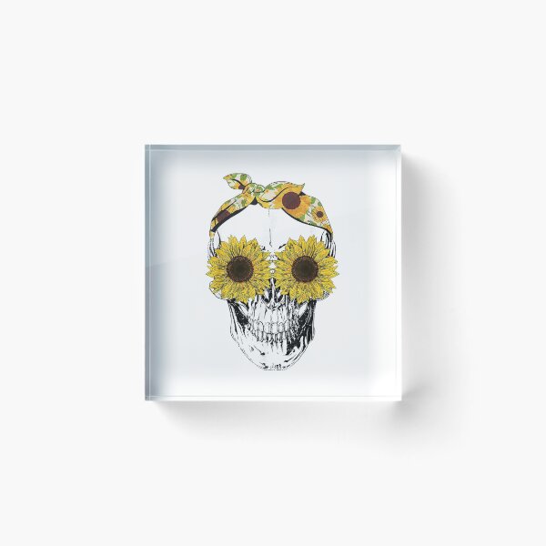 Item preview, Funny Skull Sunflower Shirt Skeleton Bandana Sunflower Skull T-Shirt designed and sold by HammonArt.