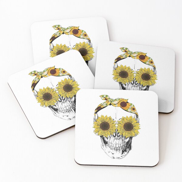 Item preview, Funny Skull Sunflower Shirt Skeleton Bandana Sunflower Skull T-Shirt designed and sold by HammonArt.