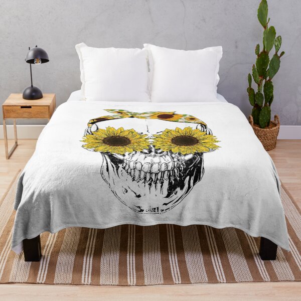 Item preview, Funny Skull Sunflower Shirt Skeleton Bandana Sunflower Skull T-Shirt designed and sold by HammonArt.