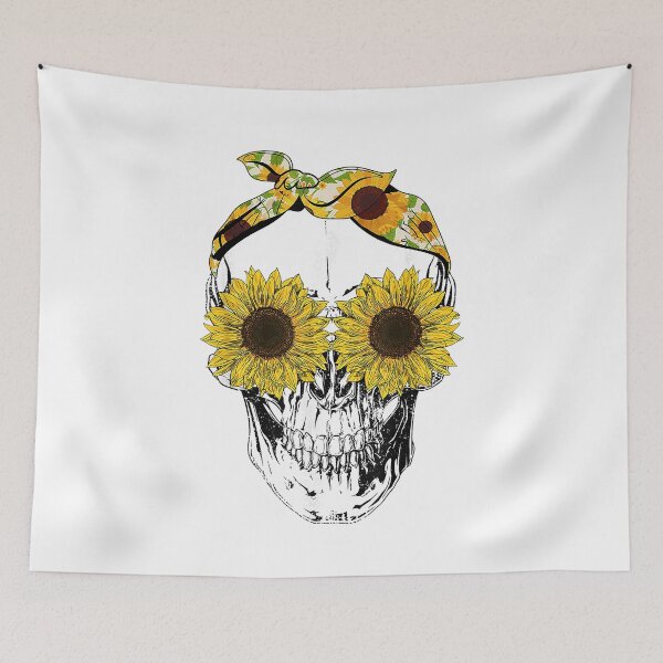 Item preview, Funny Skull Sunflower Shirt Skeleton Bandana Sunflower Skull T-Shirt designed and sold by HammonArt.