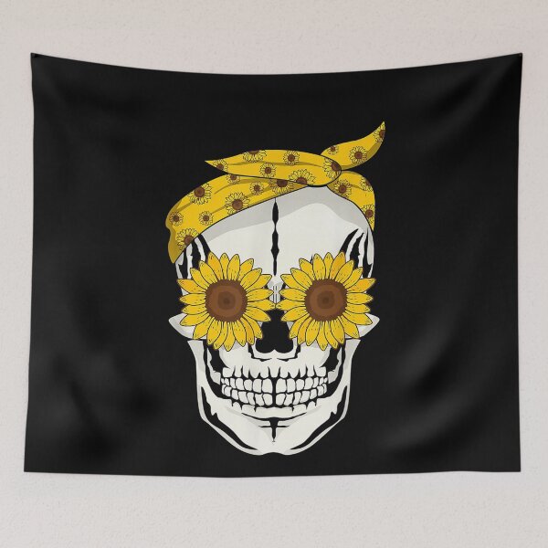 Item preview, Funny Sunflower Skull Gift For Women Cool Skeleton Bandana T-Shirt designed and sold by HammonArt.