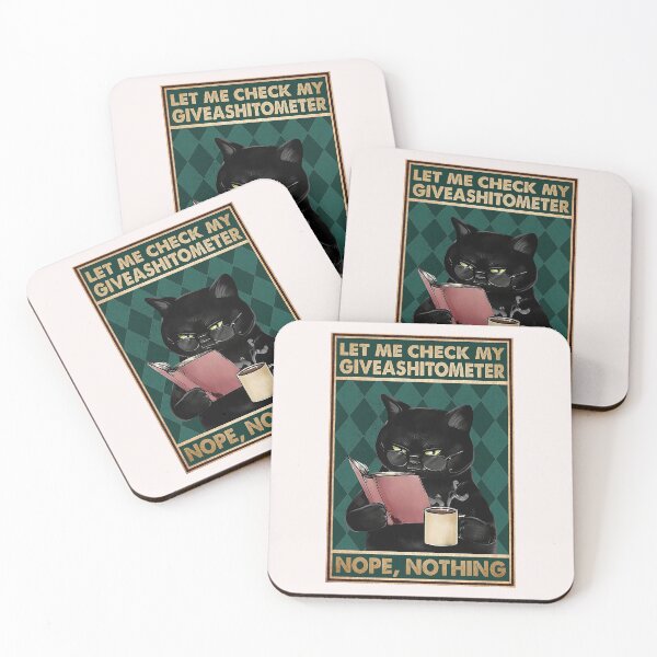 Item preview, Let Me Check My Giveashitometer nope Nothing Angry Black Cat Sipping Tea And Reading Book Poster designed and sold by DaleSwart.