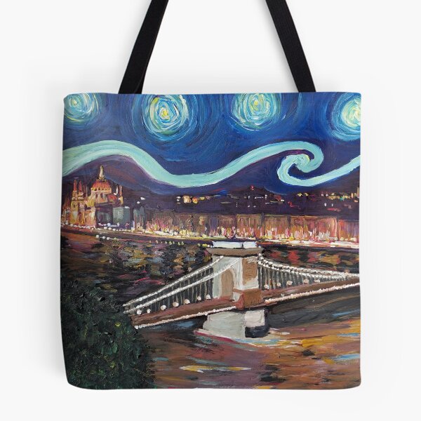 Item preview, Sternennacht über Budapest in Ungarn mit Donau und Parlament - Van Gogh inspiriert designed and sold by artshop77.