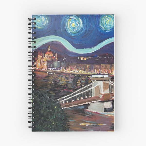 Item preview, Sternennacht über Budapest in Ungarn mit Donau und Parlament - Van Gogh inspiriert designed and sold by artshop77.
