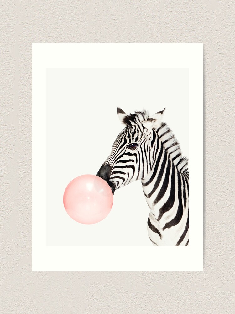 Alternate view of Zebra print, Bubble gum, Nursery art, Zebra wall art, Animal, Kids room, Modern art, Wall decor Art Print