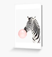 Zebra print, Bubble gum, Nursery art, Zebra wall art, Animal, Kids room, Modern art, Wall decor Greeting Card
