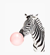 Zebra print, Bubble gum, Nursery art, Zebra wall art, Animal, Kids room, Modern art, Wall decor Photographic Print