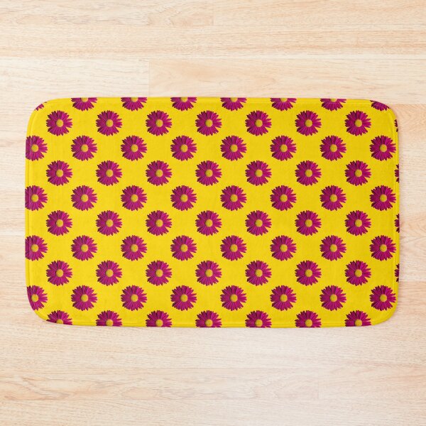 Item preview, Fashionable Summer Floral Pattern Bright Pink Daisies Yellow Background with Hard Shadows designed and sold by Peekonet.
