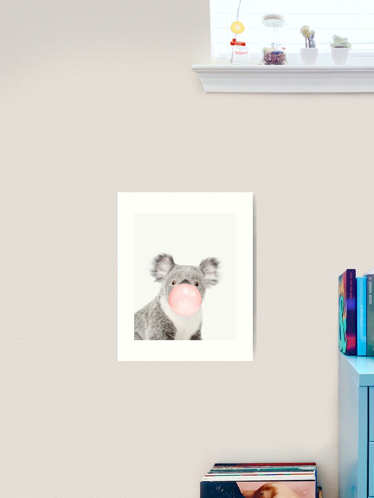 Thumbnail 2 of 3, Art Print, Koala print, Bubble gum, Nursery art, Koala wall art, Animal, Kids room, Modern art, Wall decor designed and sold by juliaemelian.