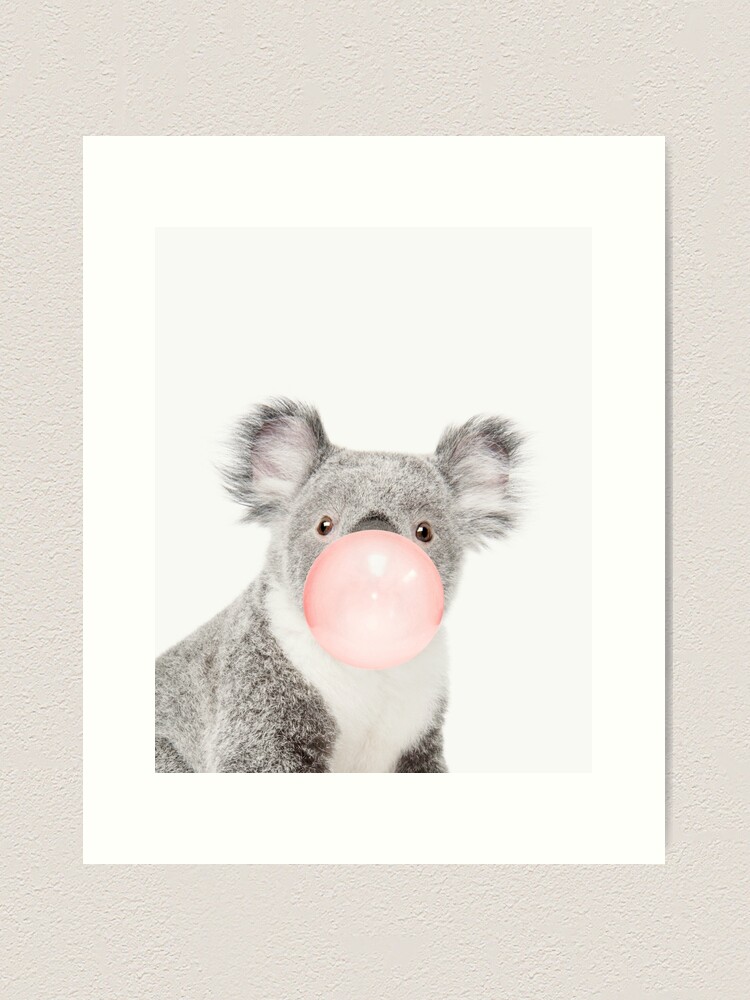 Thumbnail 1 of 3, Art Print, Koala print, Bubble gum, Nursery art, Koala wall art, Animal, Kids room, Modern art, Wall decor designed and sold by juliaemelian.