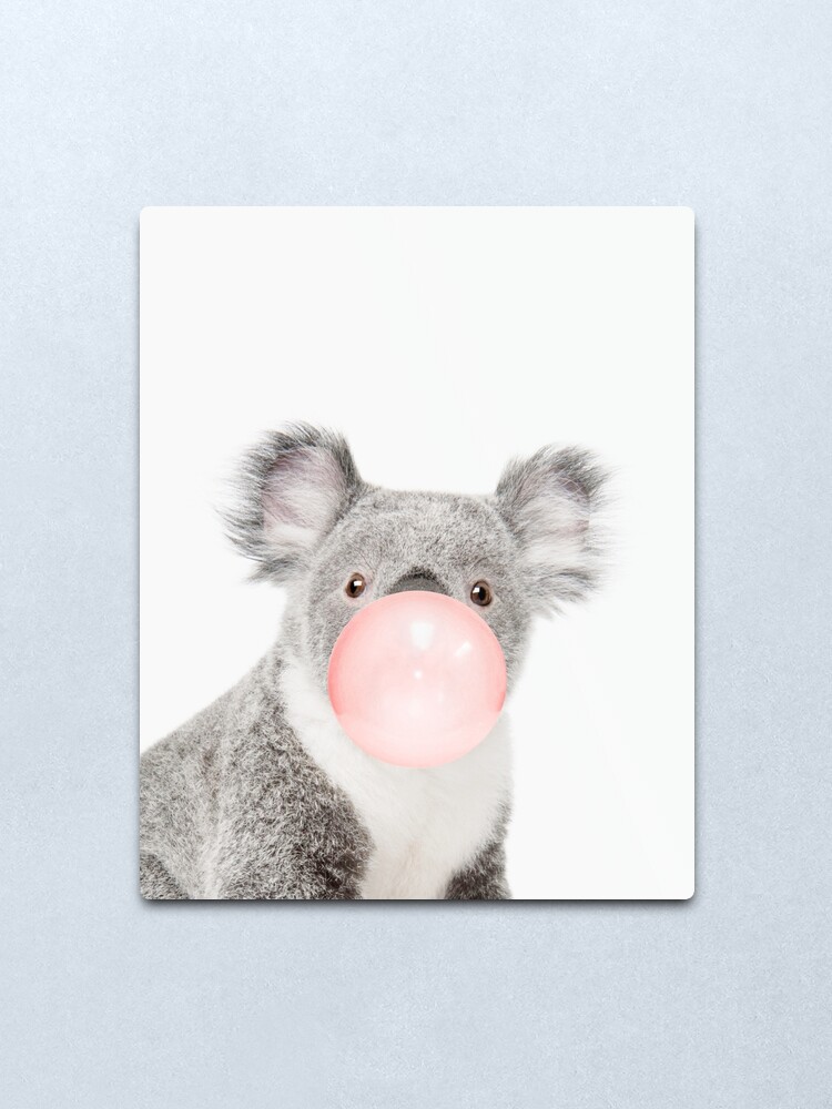 Alternate view of Koala print, Bubble gum, Nursery art, Koala wall art, Animal, Kids room, Modern art, Wall decor Metal Print