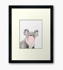 Koala print, Bubble gum, Nursery art, Koala wall art, Animal, Kids room, Modern art, Wall decor Framed Print