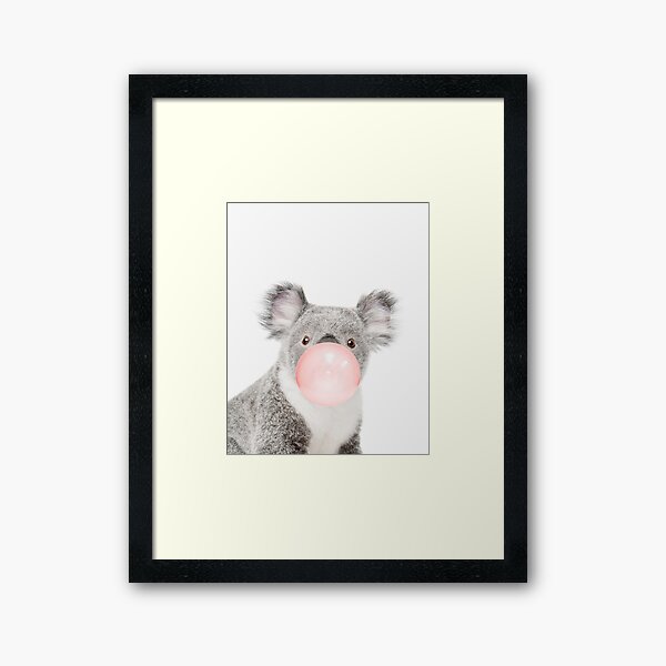  Koala print, Bubble gum, Nursery art, Koala wall art, Animal, Kids room, Modern art, Wall decor Framed Art Print