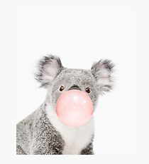 Koala print, Bubble gum, Nursery art, Koala wall art, Animal, Kids room, Modern art, Wall decor Photographic Print