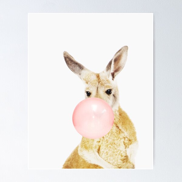 Item preview, Kangaroo print, Bubble gum, Nursery art, Kangaroo wall art, Animal, Kids room, Modern art, Wall decor designed and sold by juliaemelian.