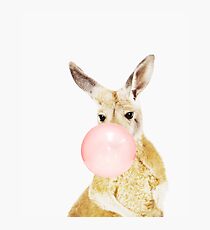 Kangaroo print, Bubble gum, Nursery art, Kangaroo wall art, Animal, Kids room, Modern art, Wall decor Photographic Print