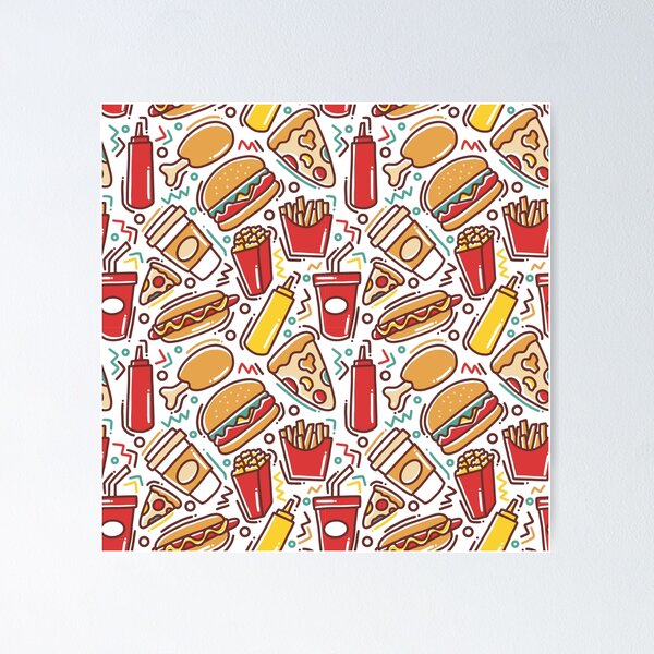 Item preview, Fast Food Doodle Seamless Pattern designed and sold by Peekonet.