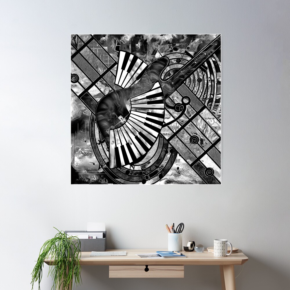 Abstract Music Art - Grayscale Mixed Textures