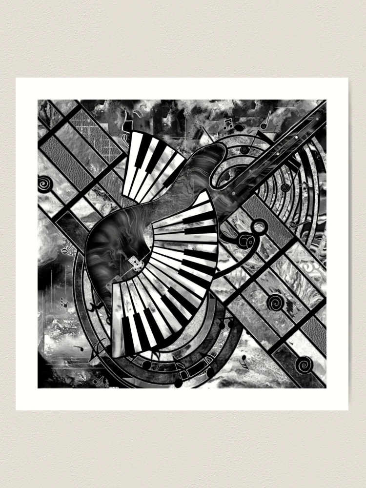 Abstract Music Art - Grayscale Mixed Textures