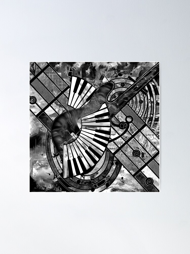 Abstract Music Art - Grayscale Mixed Textures