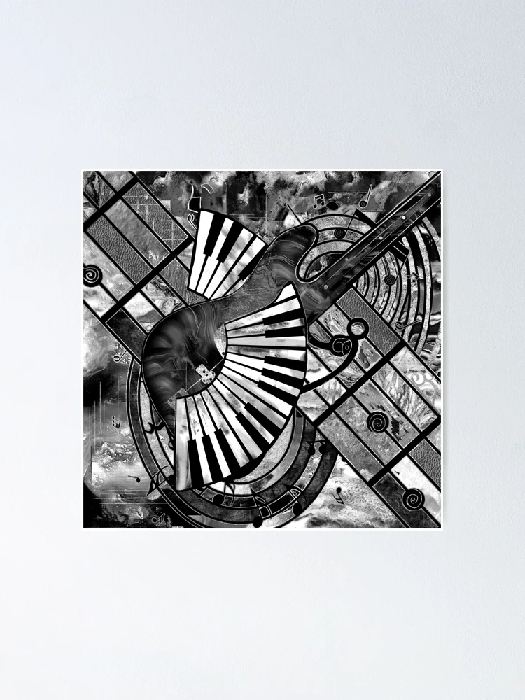 Abstract Music Art - Grayscale Mixed Textures