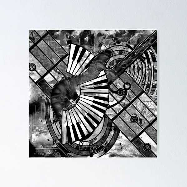 Abstract Music Art - Grayscale Mixed Textures