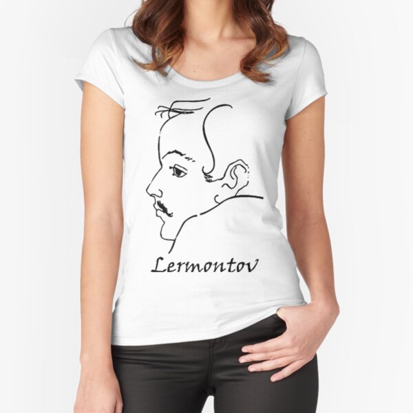 Russian Literature Mikhail Lermontov Self-Portrait Fitted Scoop T-Shirt