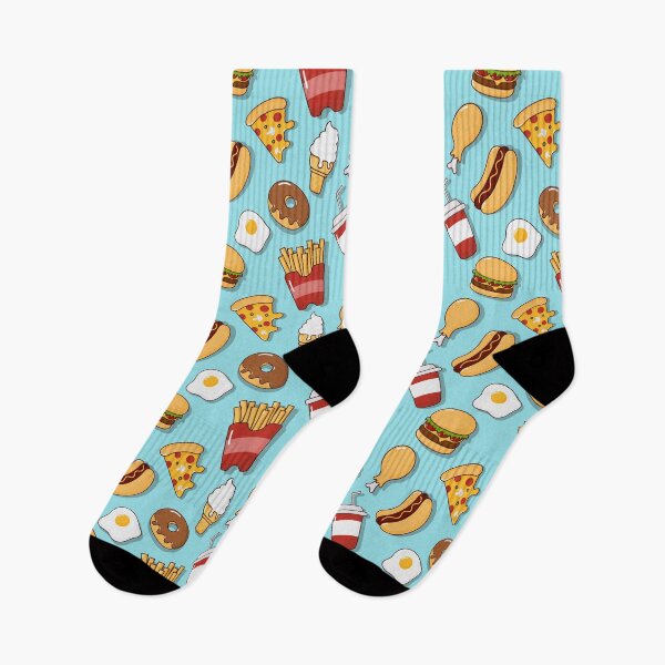 Item preview, Fast Food Snacks Seamless Pattern Drinks Dessert Isolated Blue designed and sold by Peekonet.