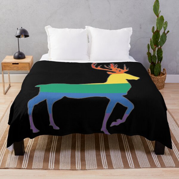 Item preview, Rainbow Pride Flag Stag Silhouette designed and sold by MacPean.