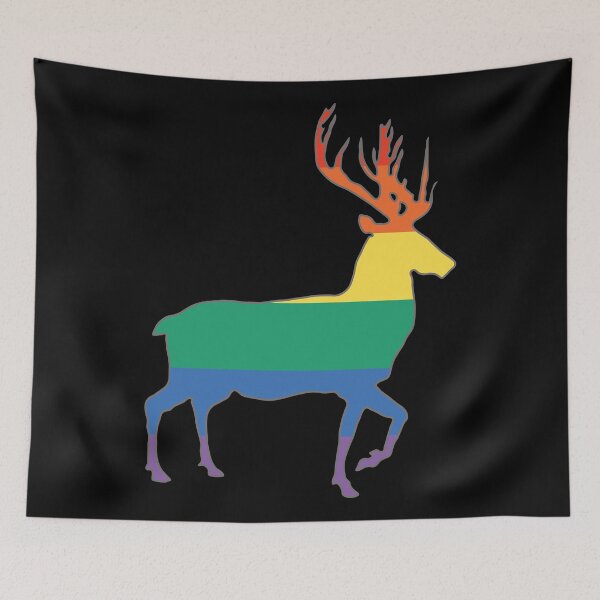 Item preview, Rainbow Pride Flag Stag Silhouette   designed and sold by MacPean.