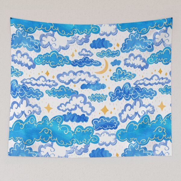 Item preview, Starry Rainclouds - Cornflower Blue designed and sold by TigaTiga.