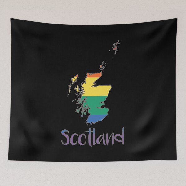 Item preview, Scotland Rainbow Pride Flag Map Typography Design designed and sold by MacPean.