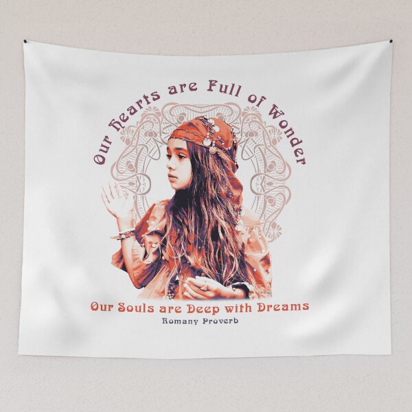 Item preview, Our Hearts are Full of Wonder, Romany Proverb, Gypsy Girl Design designed and sold by Proverbial Wisdom Design.