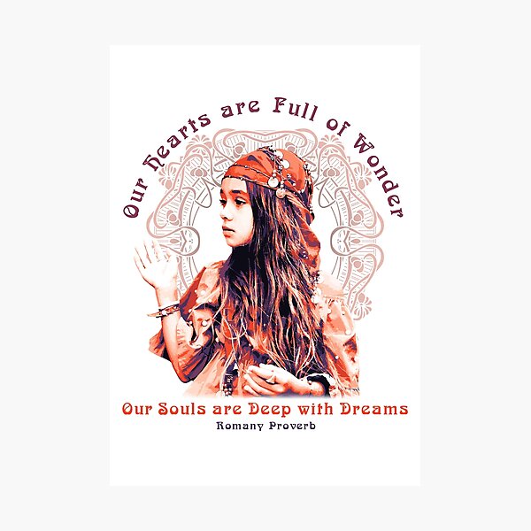 Item preview, Our Hearts are Full of Wonder, Romany Proverb, Gypsy Girl Design designed and sold by Proverbial Wisdom Design.