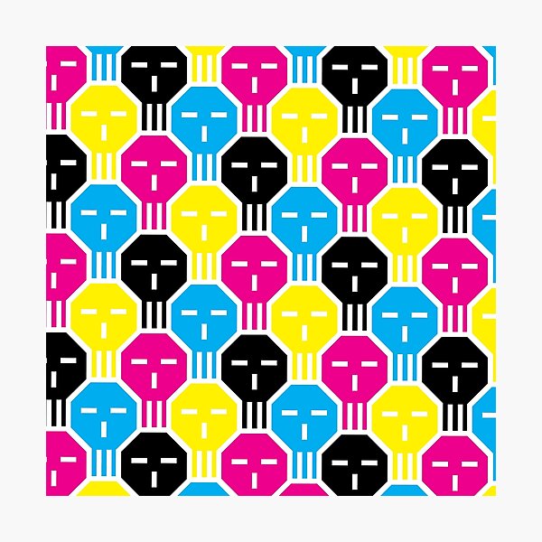 Aperçu de l'œuvre CCR Skulls CMYK créée et vendue par CoffeeCupRobot.