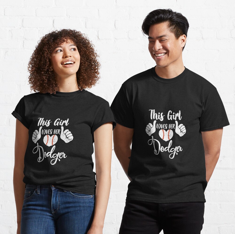 Girls Loves Her Dodger Baseball Sport Cute Gift T-Shirt