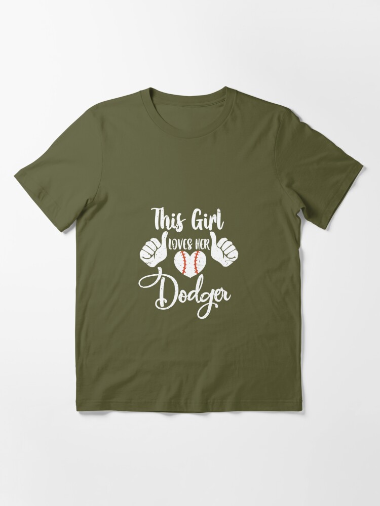  Womens Girls Loves Her Dodger Baseball Sport Cute V-Neck T-Shirt  : Clothing, Shoes & Jewelry