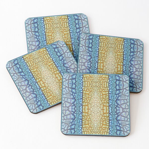 Item preview, Peeling Paint Tribal Mandala-style Mosaic Pattern - Yellow Blue Jade  - Vicki Hadfield designed and sold by Printable Pressies.