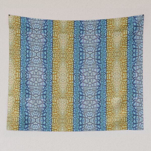 Item preview, Peeling Paint Tribal Mandala-style Mosaic Pattern - Yellow Blue Jade  - Vicki Hadfield designed and sold by Printable Pressies.