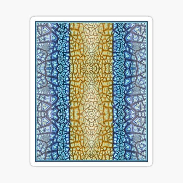Peeling Paint Tribal Mandala-style Mosaic Pattern - Yellow Blue Jade  - Vicki Hadfield Sticker