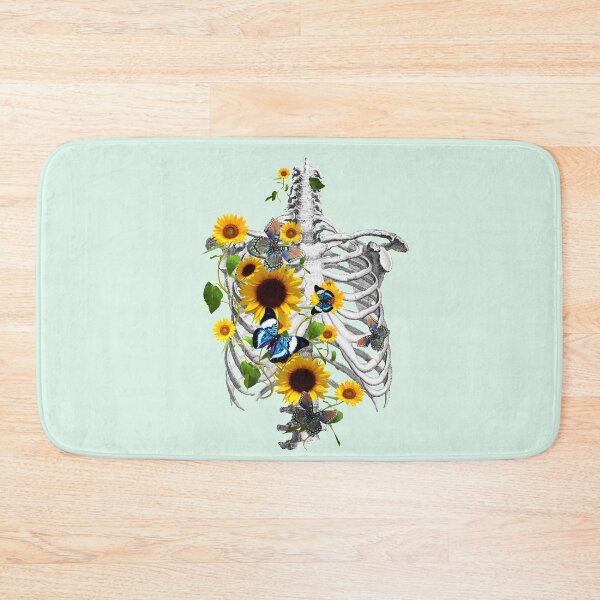 Item preview, Botanical human skeleton art, Rib cage and flowers, sunflowers and butterflies ribcage designed and sold by Collagedream.