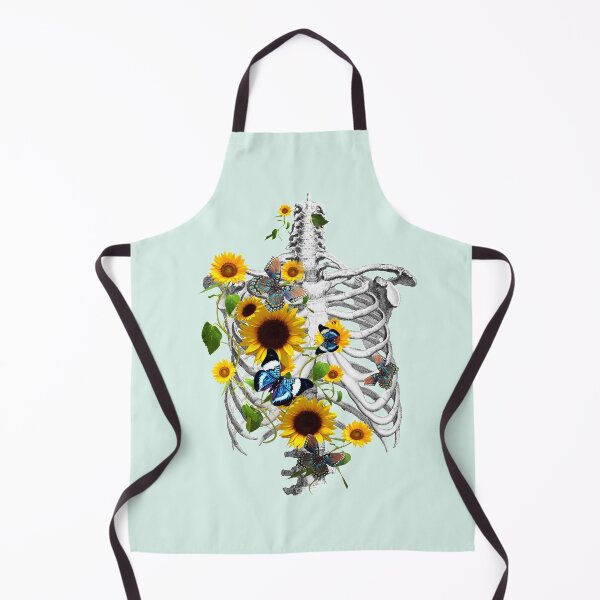 Item preview, Botanical human skeleton art, Rib cage and flowers, sunflowers and butterflies ribcage designed and sold by Collagedream.