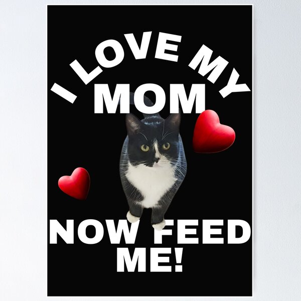 Item preview, LOVE MY MOM, FEED ME, CAT MEME, FEMALE CAT,  designed and sold by R B Chrystal.