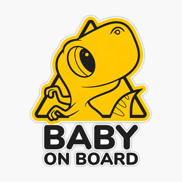 Baby On Board, Baby Dino On Board, Baby in Car Sticker for Sale by  graphic-genie