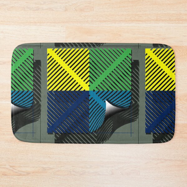 Item preview, Square with shadow, grid, (374) (blue, yellow, green,) decorative, digital, colorful, abstract, designed and sold by Paszkan.